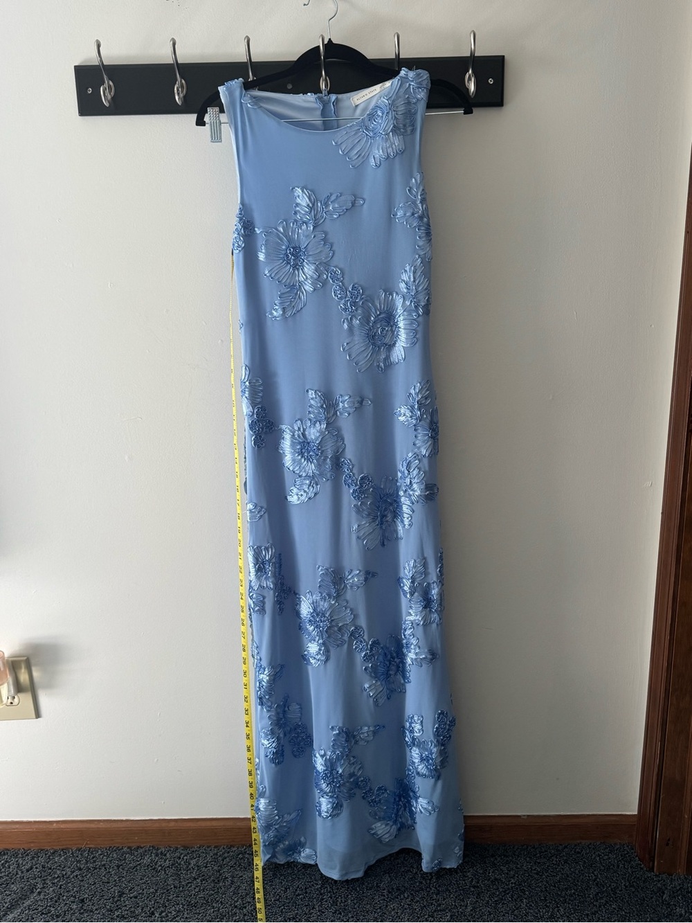 Altar'd State Sky Blue Floral Sequin Maxi Dress